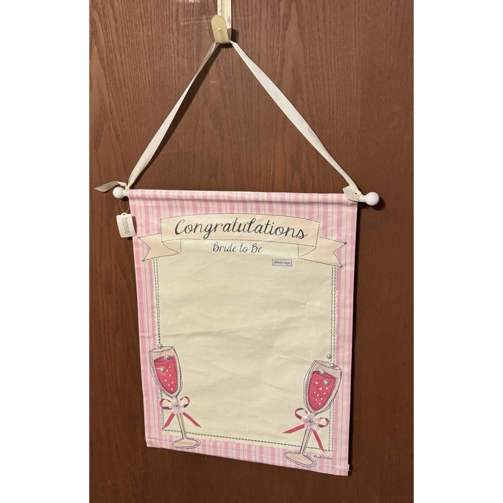 Transpac Autographable Bride to Be Congratulations Canvas Sign Banner Wall Art
